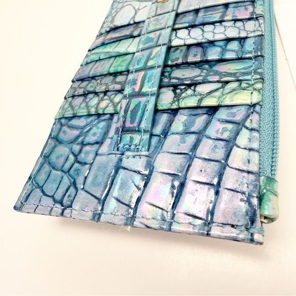 Brahmin Iridescent Croc-Embossed Blue Topaz Melbourne Wallet, Genuine Leather - Picture 2 of 13